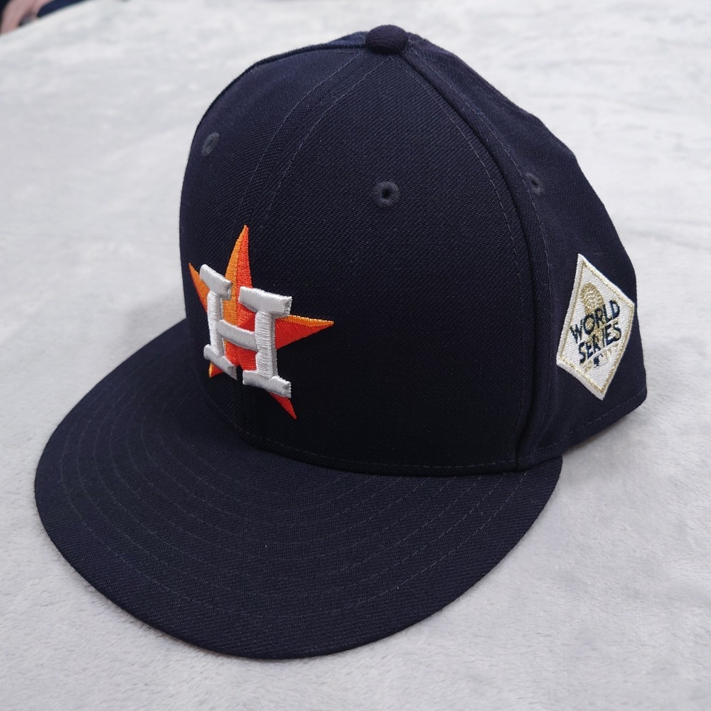 Houston Astros 2017 World Series New Era Fitted MLB Hat Cap Size 7 7/8 Navy